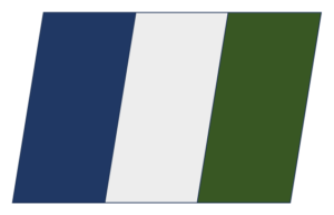 Logo for Sea Air Land Security Services. Blue White and Green stripes